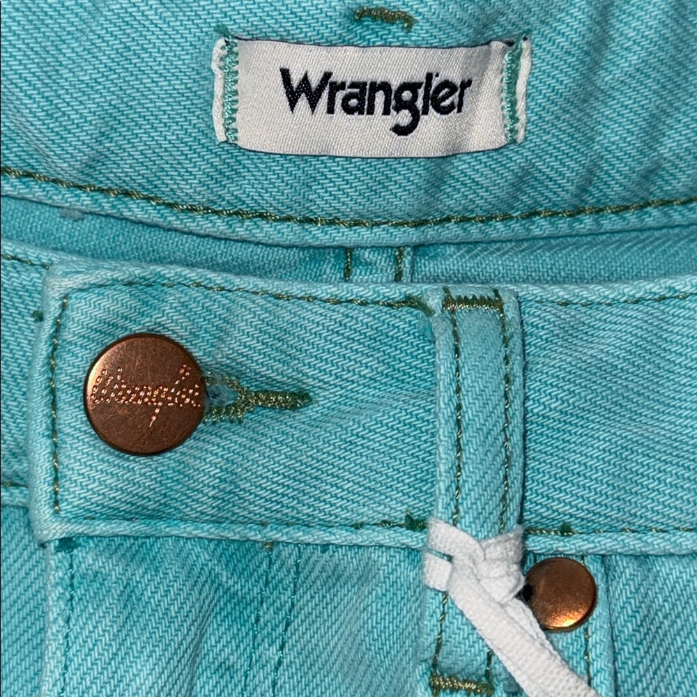 Wrangler Donna High Rise Jean Shorts Turquoise Blue Women’s 25 - Picture 7 of 10